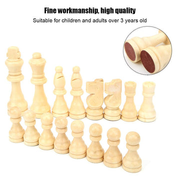 Wooden Chess Pieces,32Pcs Handmade Standard International Staunton Chess Pieces Only Complete Spare Replacement Pieces Interacti