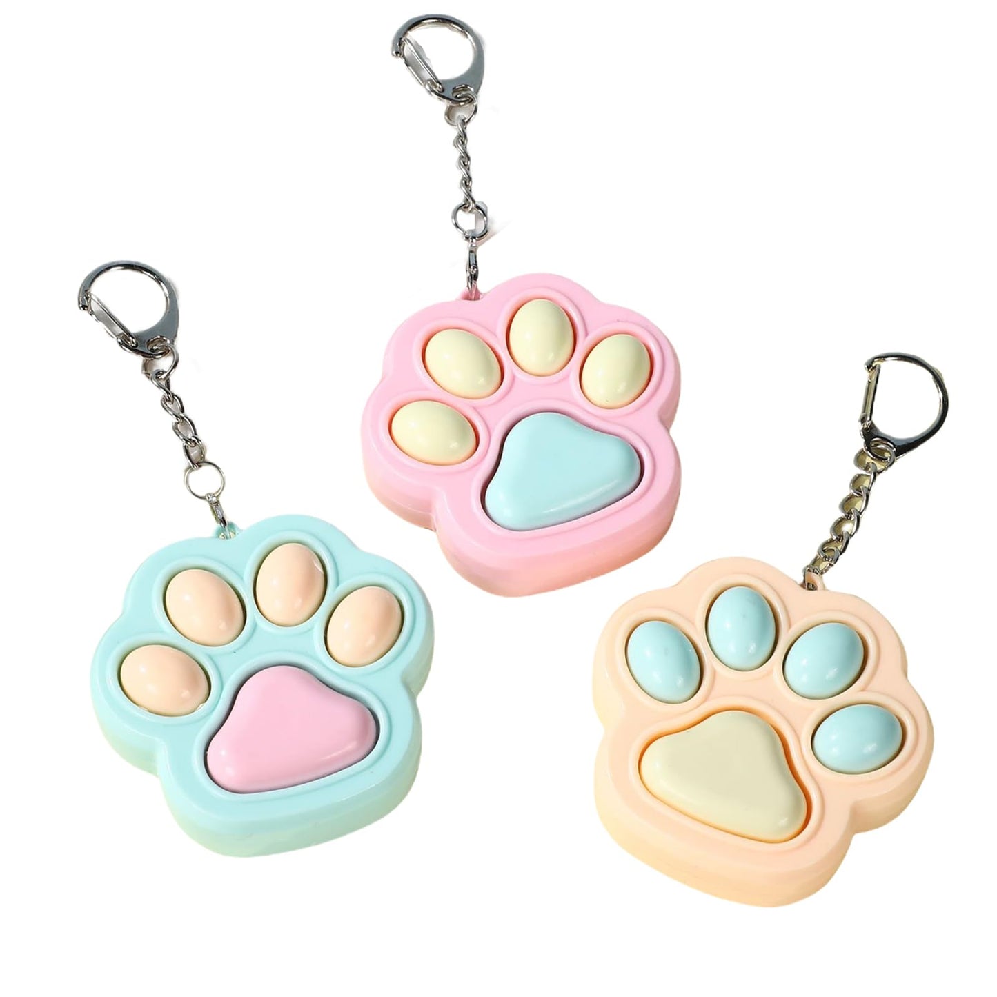 Zioyihan 3 Pcs Cat Paw Fidget Toys Fidget Keychain  Clicker Toys Mini Sensory Toy Anxiety and Stress Relief for Child &mature-themeds