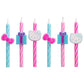 Hello Kitty Birthday Cake Candles | 6 Birthday Candles for Cake Decorations, Pink & Blue Striped Candles, Cupcake Toppers for He
