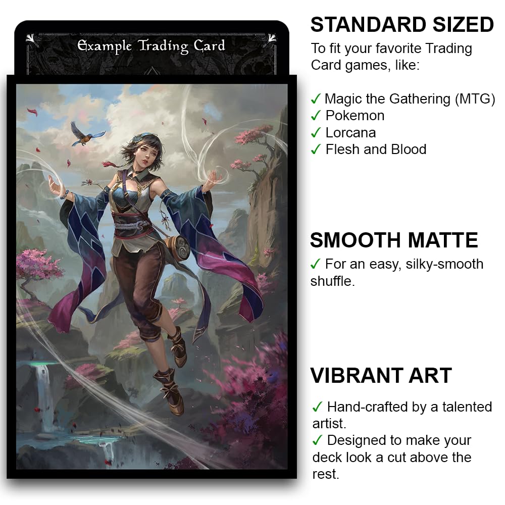 Fantasy North - Izumi - Wind Mage - 100 Smooth Matte Tcg Trading Card Sleeves - Fits Magic Mtg Commander Pokemon And Other Card