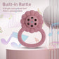 Dirbabi Rattle Teether, Lion Shape Montessori Baby Sensory Teething Toys, Food Grade Silicone Bpa Free, Newborn Essentials Must Haves (Shifting Sand Powder Rose)