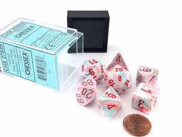 DND Dice Set - Chessex D&D Dice-16mm Festive: Pop Art & Red Limited Edition Plastic Polyhedral Dice Set-Dungeons and Dragons Dic