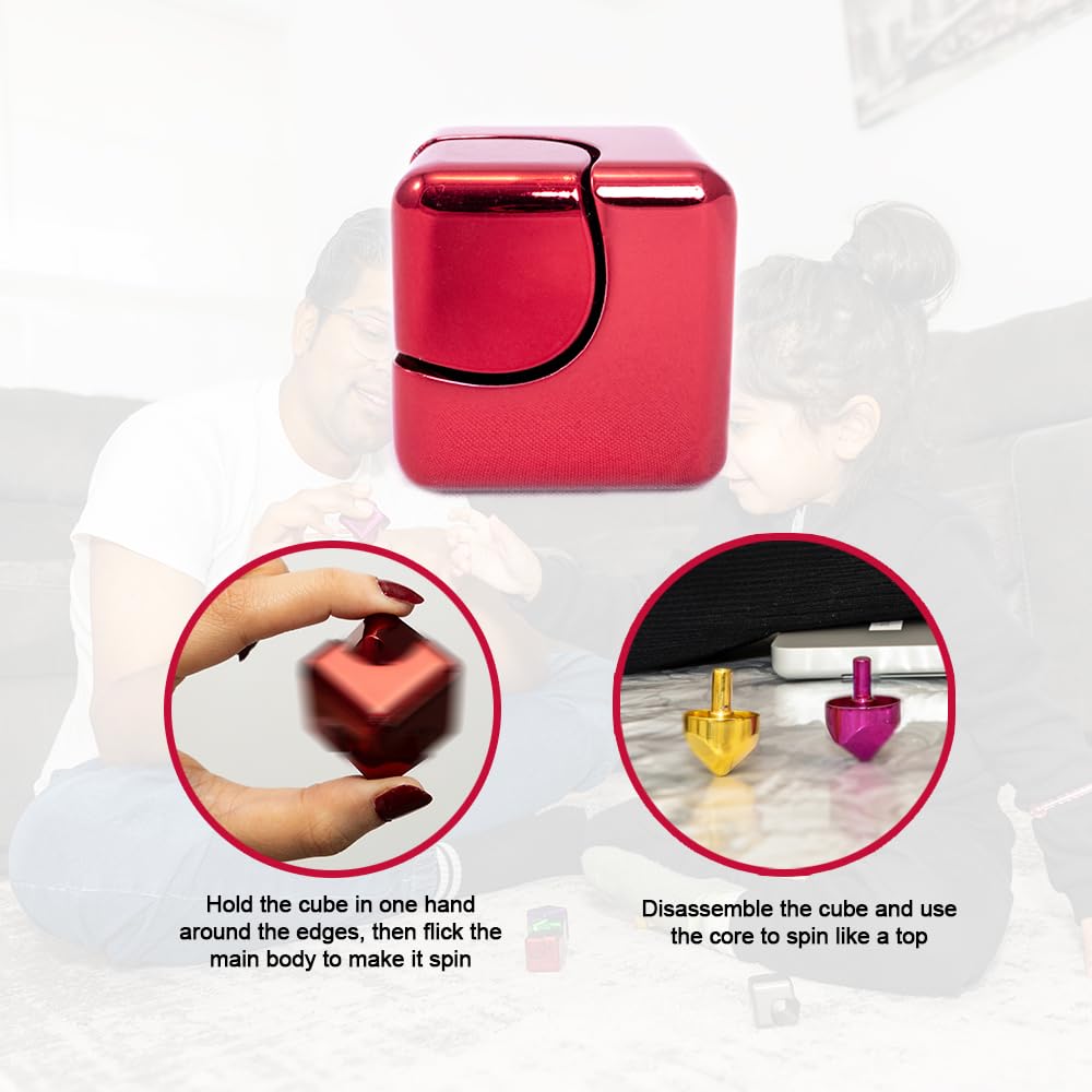 Qubi Cube Spinner 4-In-1 Spinning Toy- Helps With Anxiety, Adhd, Autism, Stress & Focus- Desktop Edc Fidgets Spinner Aluminum Al