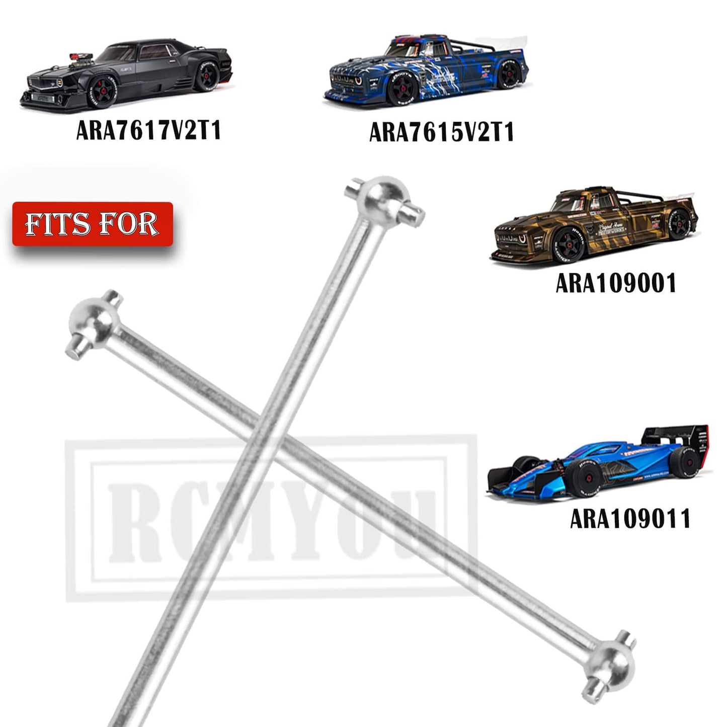 RCMYou Dogbone Upgrade Shaft for ARRMA 1/7 Felony/Infraction/Limitless - 168MM, Steel, Silver, Model R7-8-Dogbone-Silver