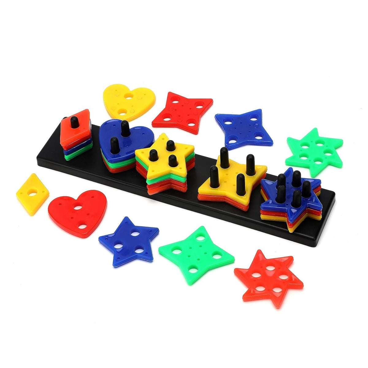 Leelavanti Plastic Stacker Shape Sorter Blocks,Educational Intelligence Early Learning Column Puzzle Stacking Toy Set For Todder