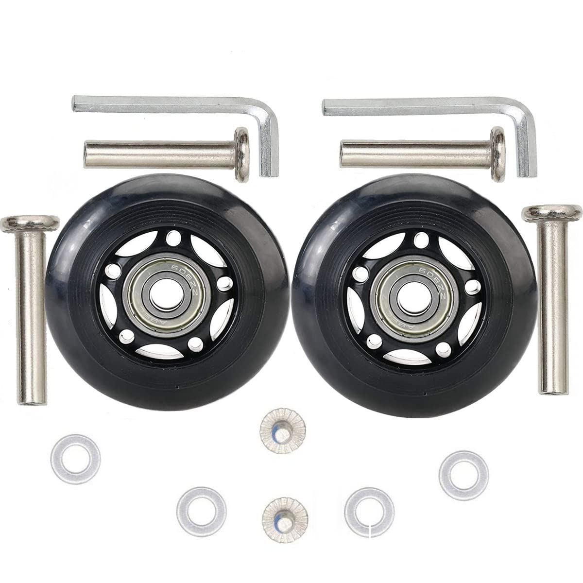 Oro 1 Pair Luggage Wheels Replacement 87Mm Case Wheels With 8Mm(0.31'') Bearings Wheels For Suitcase And Inline Outdoor Skate An