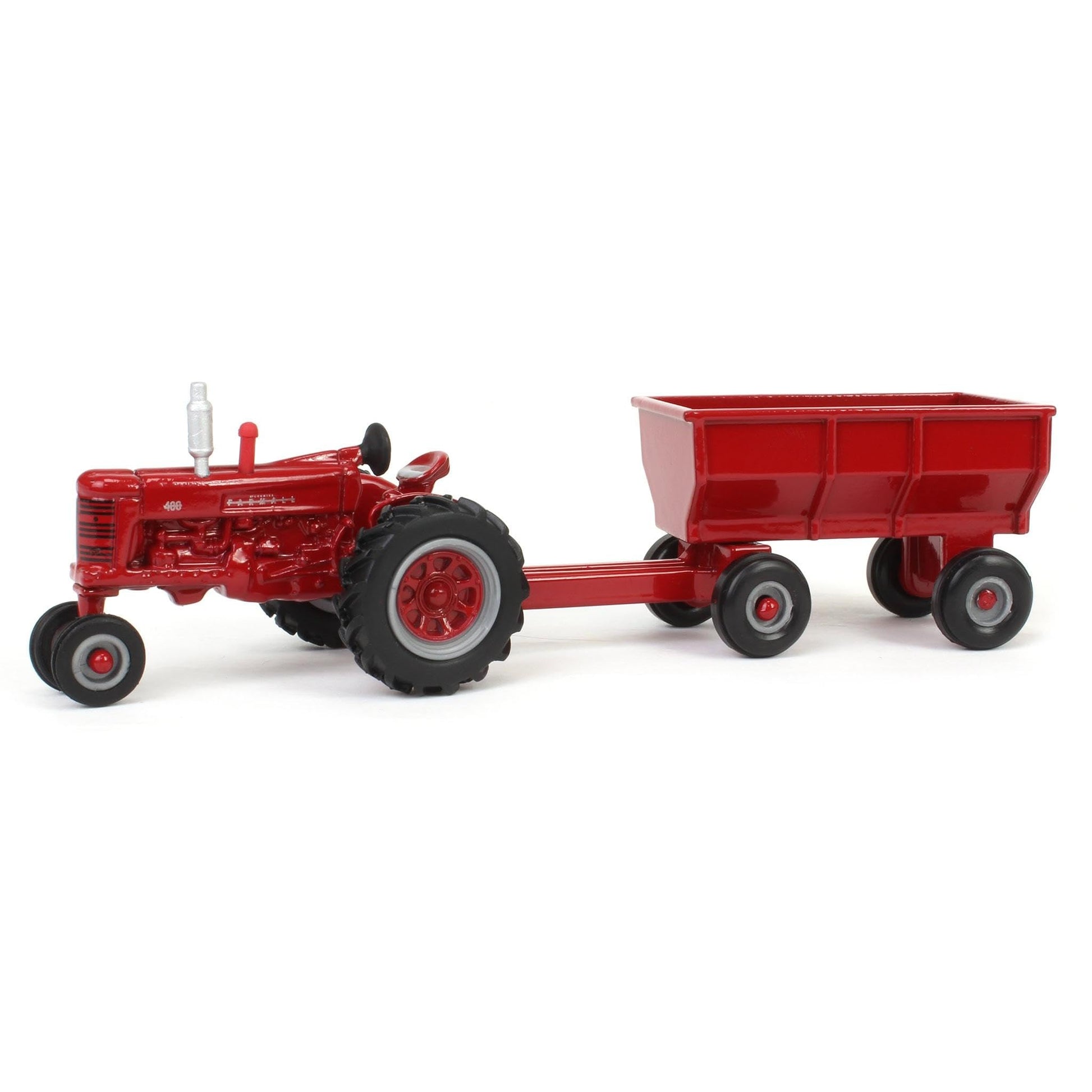 Case IH 1/64 Farmall 400 Narrow Front Tractor with Flarebox Wagon, Diecast Metal, Soft-feel Tires, Ages 3+