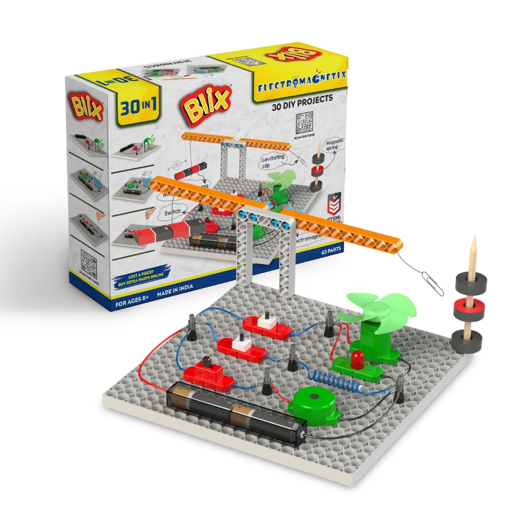 Blix Electromagnetix, 30In1 Science Project, Electromagnetics Stem Toy, Educational Kit, Diy Building Set, Construction Toys, 