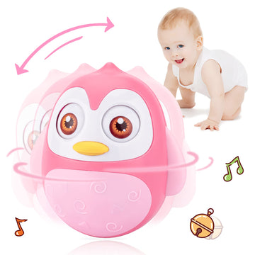 UNIH Roly Poly Baby Toys 6 to 12 Months Developmental, Tummy Time Wobbler Toy for Baby, Penguin Tumbler Wobbler Toys for Infant 