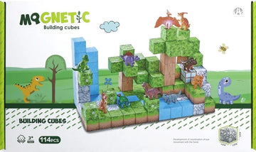 Knick Knack Magnetic World Building Blocks Set | Mini Themed Magnetic Cubes For Kids Ages 3 And Up (114 Pieces)