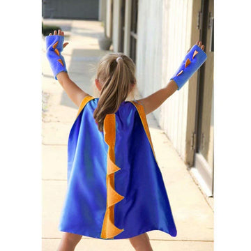 QIAONIUNIU Dragon Cape and Gauntlets Halloween Costume Boy Girl Toddler Dress Up Clothes 2-6 Years Old Color Dark Blue