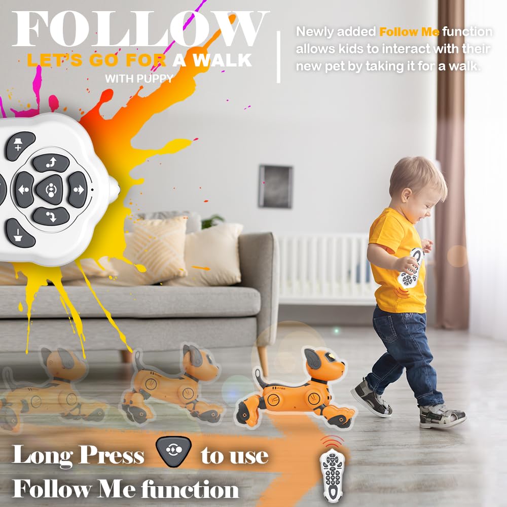 Vatos Robot Dog Toy For Kids, Voice & 2.4Ghz Remote Control Robot Pet With Interactive Touch Sensors, Over 20+ Responses, Progra
