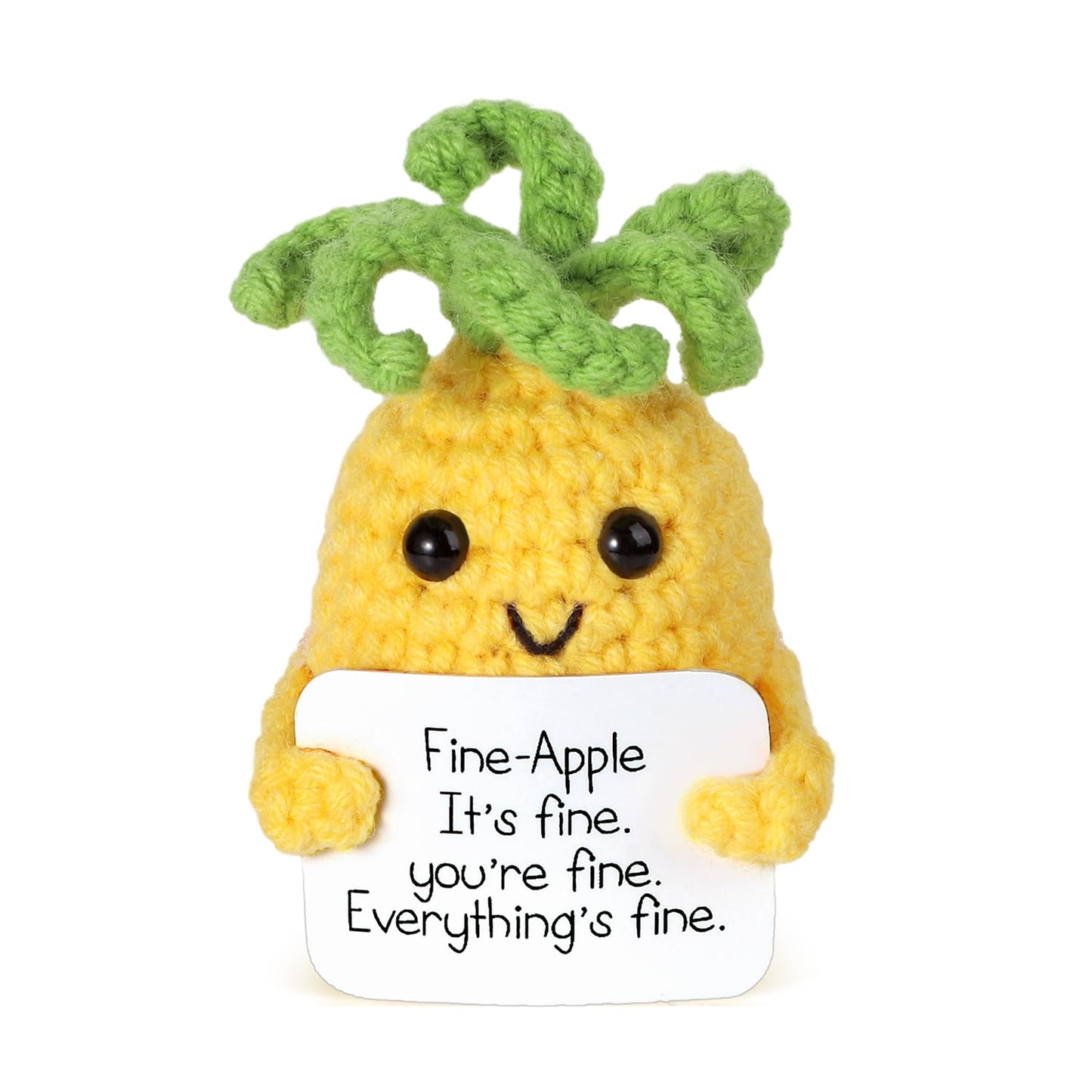 Boxob Funny Positive Pineapple, 3.15 Inch Cute Positive Knitted Pineapple Potato Toy With Encouraging Card Creative Crochet Pineapple Doll For Festival Party Decoration Encouragement Gift