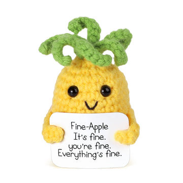 Boxob Funny Positive Pineapple, 3.15 Inch Cute Positive Knitted Pineapple Potato Toy With Encouraging Card Creative Crochet Pineapple Doll For Festival Party Decoration Encouragement Gift
