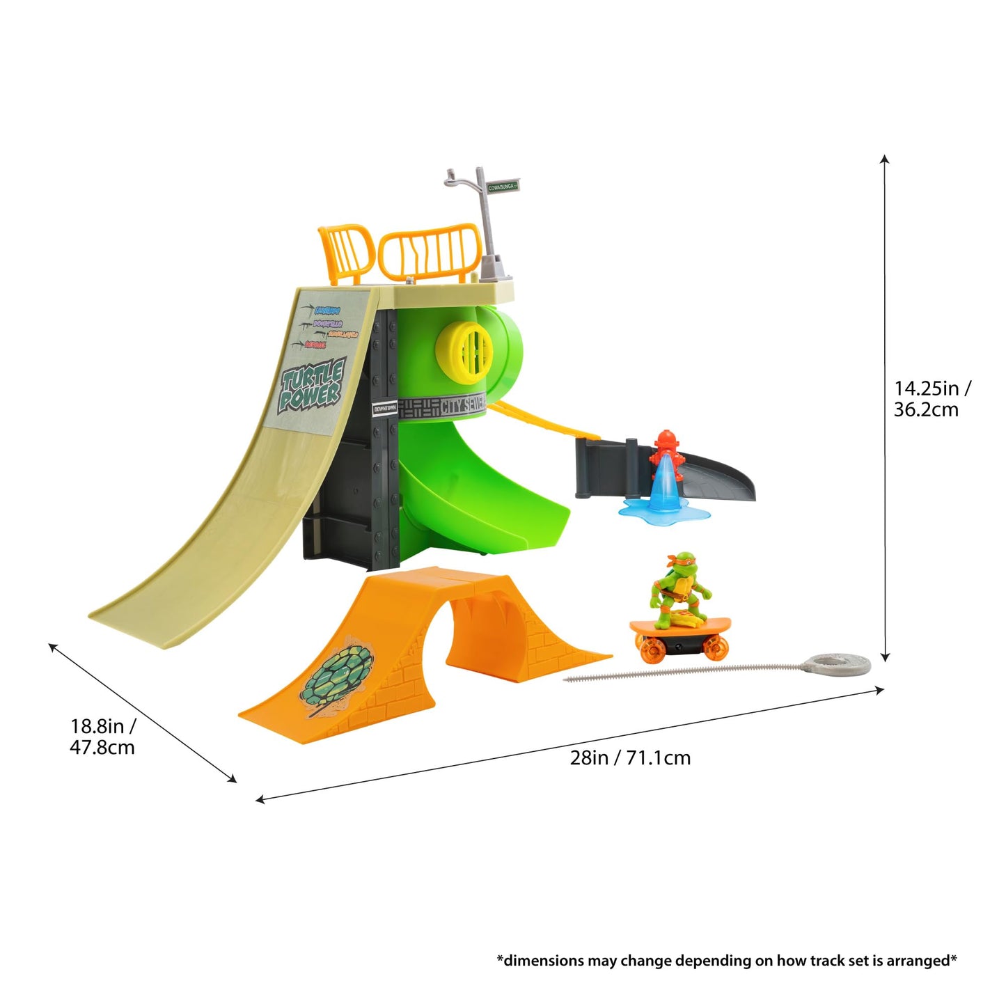 Teenage Mutant Ninja Turtles Skate Park Playset - Classic Edition, Orange, Model 71094, Plastic Toy for Kids Ages 3+