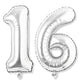 Flyloons 16 number Silver Foil Balloon 16 inch Size Birthday Decoration Items Pack of 2 | 16th Year Balloons | Sixteen