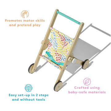 Lovevery | The Buddy Stroller | Wooden Toy Doll Stroller For Pretend Play, Ages 12 Months+
