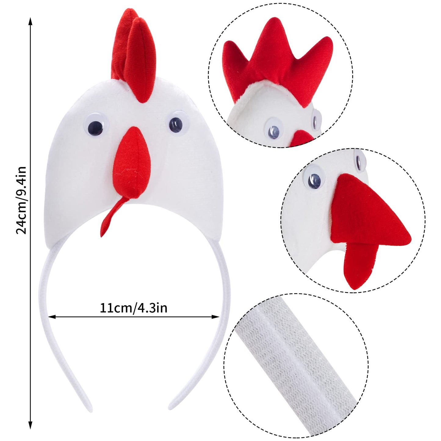 Jmkcoz Chicken 3D Animal Costume 3D White Chick Headband Bowtie Tail Tutu Set For Halloween Dress Up Christmas Cosplay Party