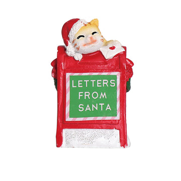 Christmas Village Accessories Ornaments Resin Christmas Village Sets Decoration For Xmas Festival Holiday (Cat Read Letter)
