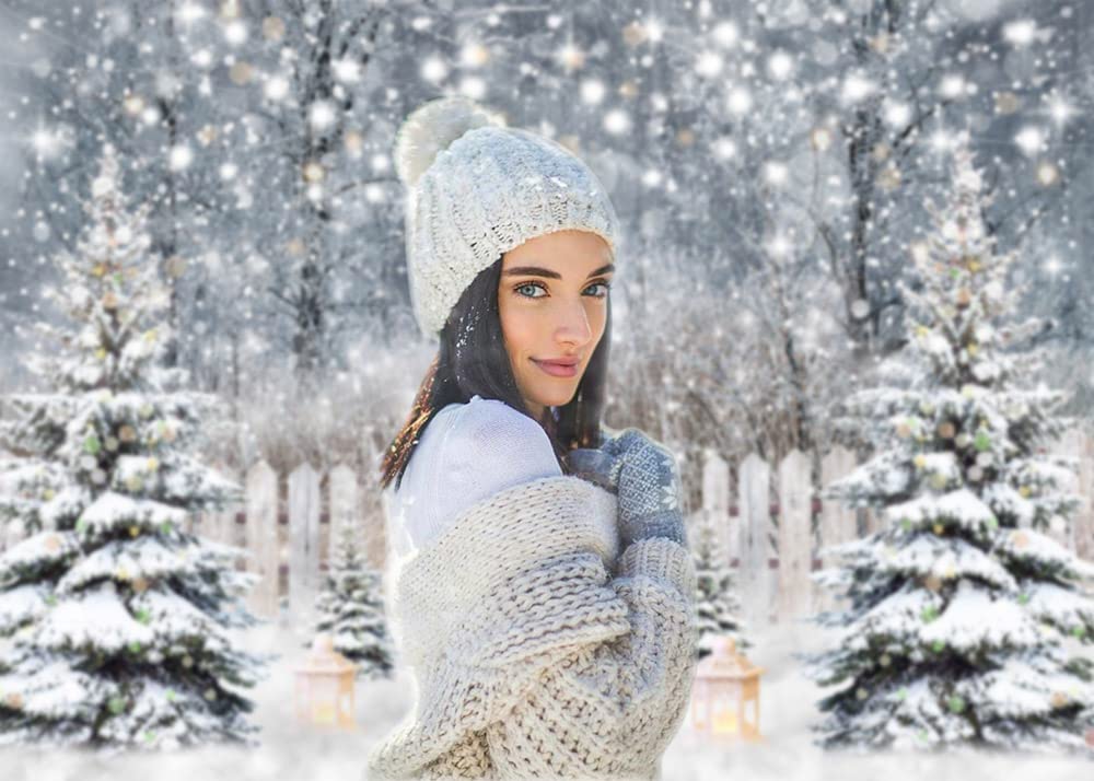 Avezano Winter Photography Backdrop Glitter Snowy Forest Pine Tree Background Snow Christmas Xmas Holiday Party Decor Banner Por