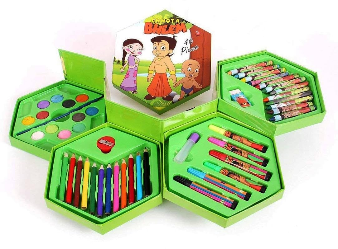 Bellabota 46 Pcs Drawing Art Set With Water Color Pencils Crayons Sketch Pens Set Art Set For Kids (GreenPrint May Vary)