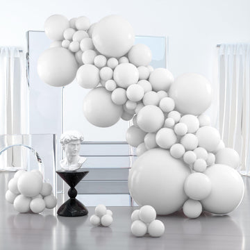 Partywoo White Balloons, 100 Pcs Matte White Balloons Different Sizes Pack Of 36 Inch 18 Inch 12 Inch 10 Inch 5 Inch White Balloons For Balloon Garland Or Balloon Arch As Party Decorations, White-Y13