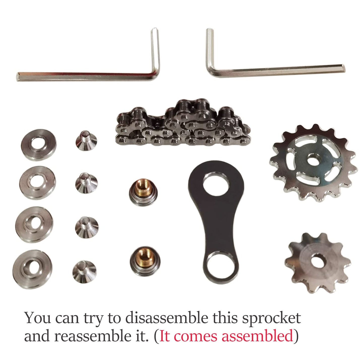 Bitopbi Stainless Steel Sprocket Fidgets Chain Fidget Cube Gears Linkage Bike Chain Novelty Fidget Block Kinetic Desk Toy Metal Edc Focus Meditation Break Bad Habits Adhd (Gold+Black)
