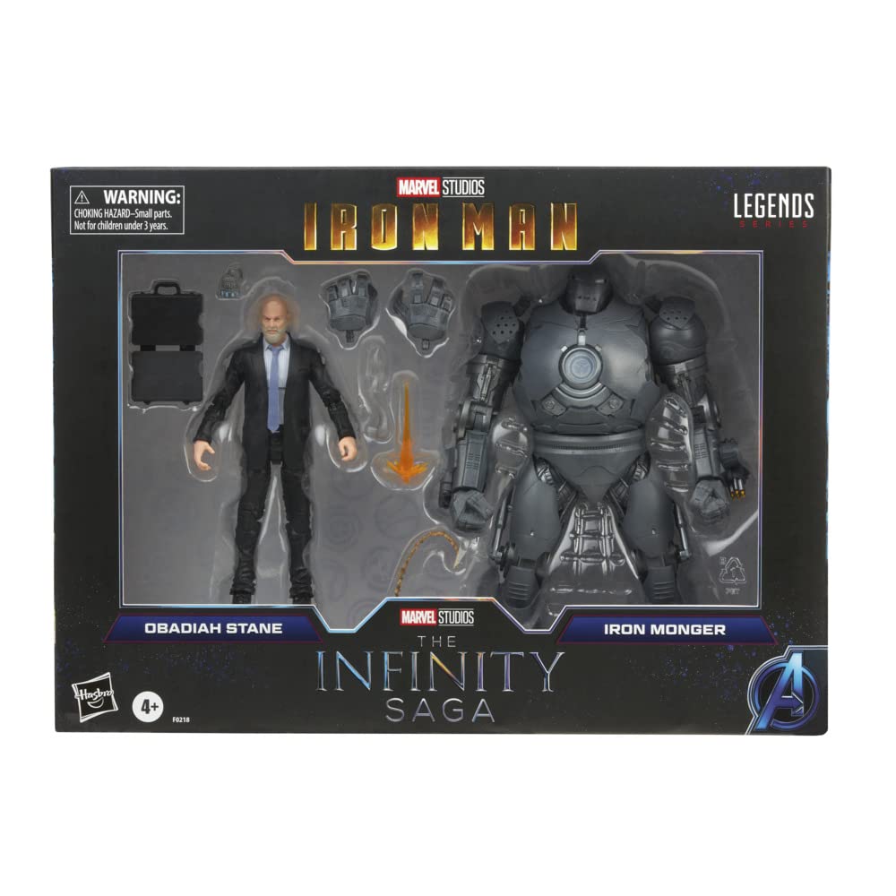 Marvel Legends Series 6-Inch Action Figure 2-Pack: Obadiah Stane & Iron Monger, Premium Plastic, Multi-color, F0218, 8 Accessories
