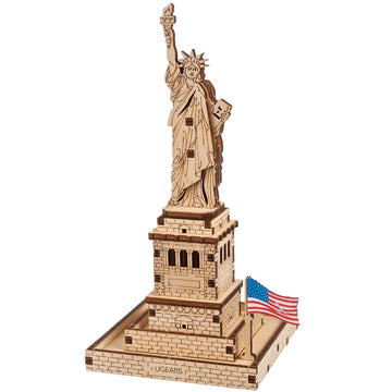 Ugears Wooden 3D Puzzles For Adults – 3D Puzzle Statue Of Liberty Model Kit Adult Crafts – Easy Wooden Puzzles For Adults – New York Landmark – Wooden Models For Adults To Build – 46 Pcs