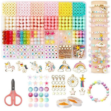 Style Keepers Unicorn Bracelet Making Kit For Girls | Diy Jewellery Craft Set With Colourful Beads, Letter Beads, Cute Charms & 