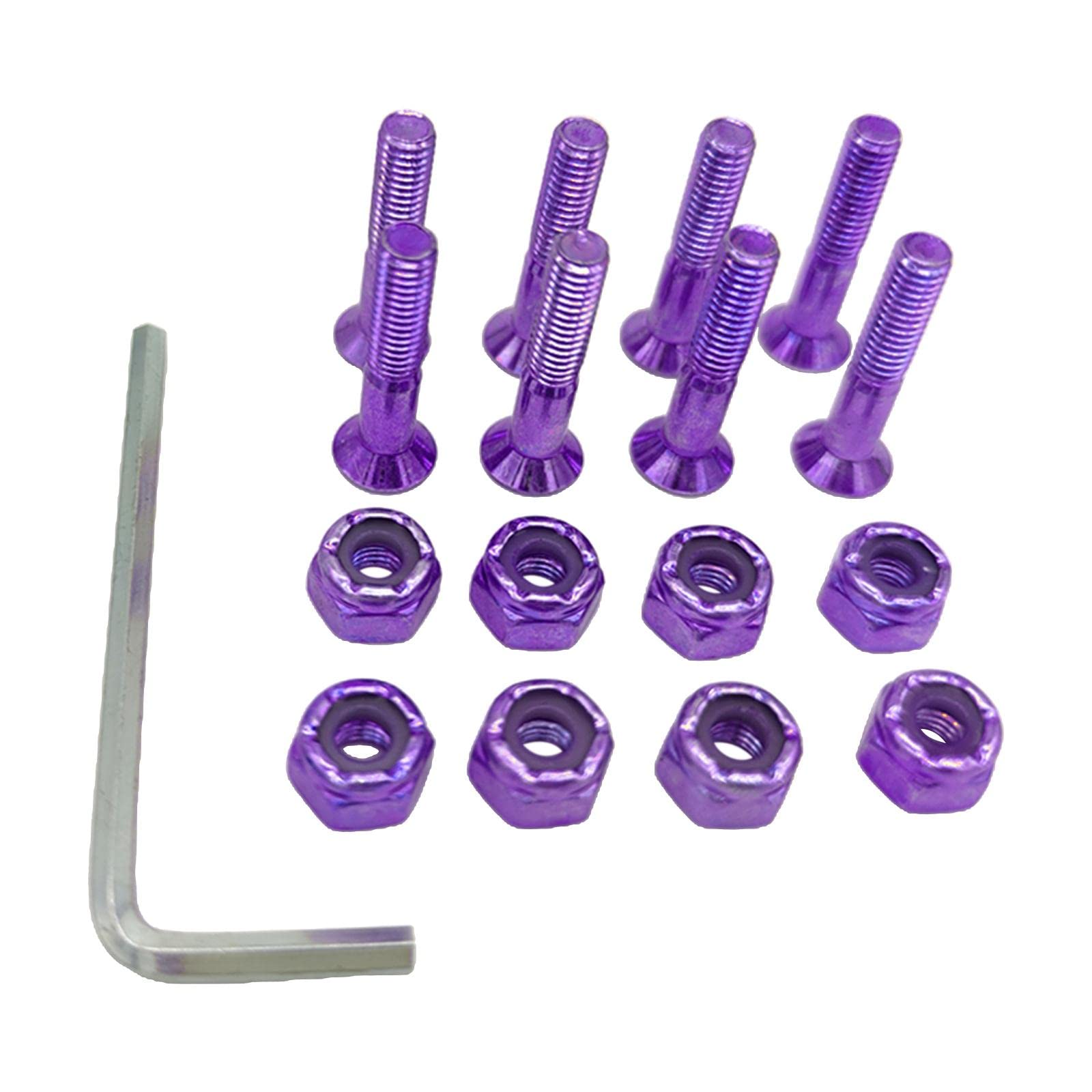 UJEAVETTE 8pcs Replacement Skateboard Hardware Set Longboard Screws Accessories Purple