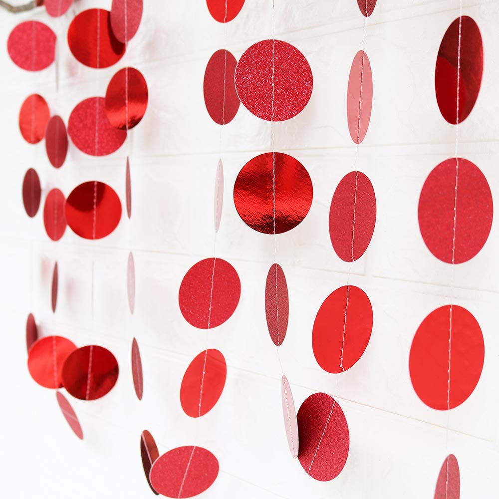 Flairs New York Happy Birthday String Decorations Party Props (Pack Of 1 String Decorations, Red Glitter Polka Dots)