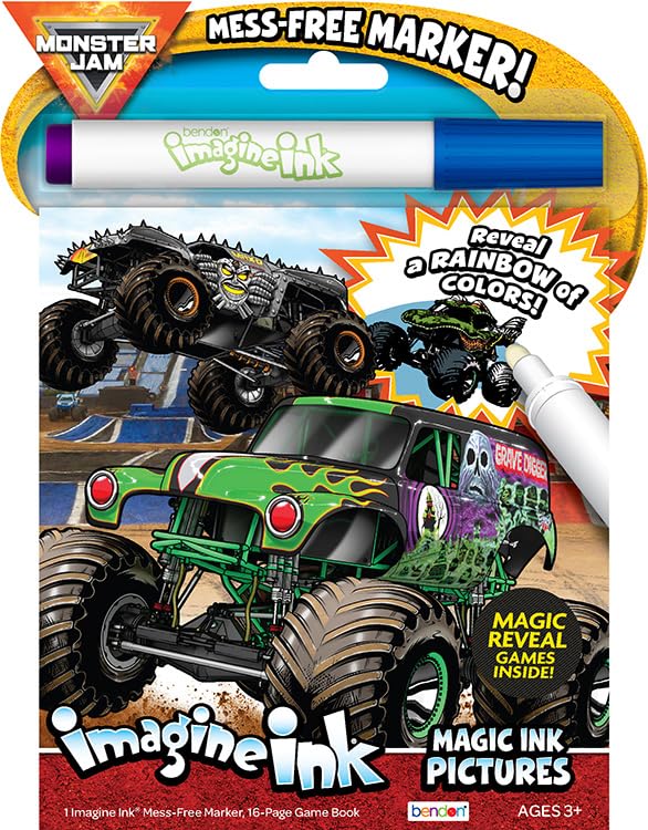 Bendon Monster Jam Coloring Book | Monster Trucks Coloring Book | Monster Jam Imagine Ink | Mess Free Marker |16-Page | Officially Licensed