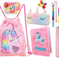 Neel Cotton 13 Pcs Unicorn Stationery Gift For Kids,Unicorn Water Bottle,Bag,Pouch,Pencil,Pen,Eraser All In One Kit Set School S