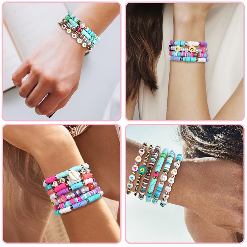 ZZLWAN Preppy Bracelets For Girls Stuff: Stackable Aesthetic Beaded Surfer Bracelets For Teen Girls Gifts Ideas