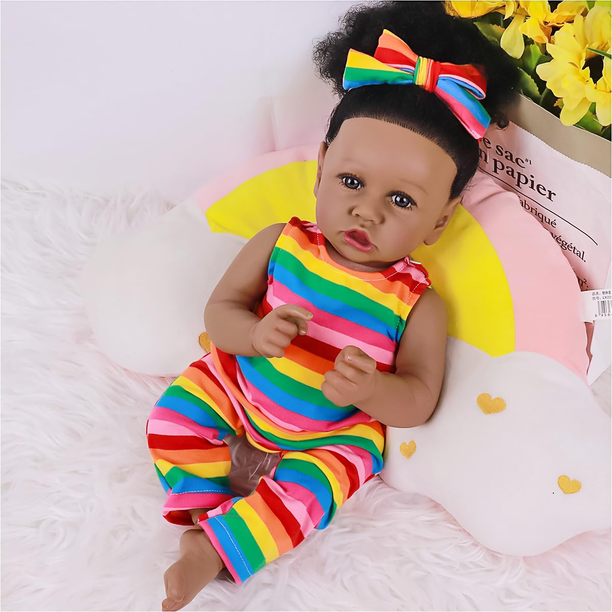 Maihao Reborn Baby Dolls Black Girl With Soft Body African American Real Life Babies Girl That Look Lifelike Newborn Baby Open E