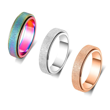Fidget Spinner Ring Anxiety Ring For Women Men Fidget Toys Adults Thumb Ring Titanium Stainless Steel 3 Colors Set Size 10 Width