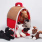 Unipak Plush Horse Barn with 5 Stuffed Horses - Red Carrying Case for Playtime Fun and Imaginative Adventures