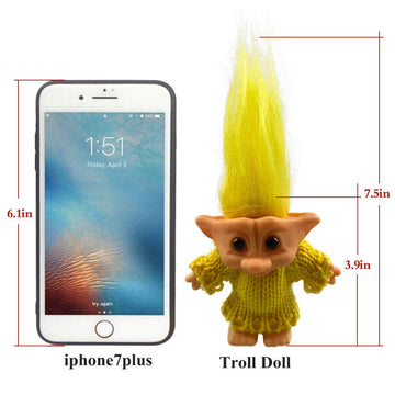Lucky Troll Dolls,Cute Vintage Troll Dolls Chromatic Adorable For Collections, School Project, Arts And Crafts, Party Favors With Wool Clothes. (Yellow)