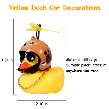 Wonuu Rubber Duck Toy Car Ornaments Yellow Duck Car Dashboard Decorations Cool Glasses Duck With Propeller Helmet
