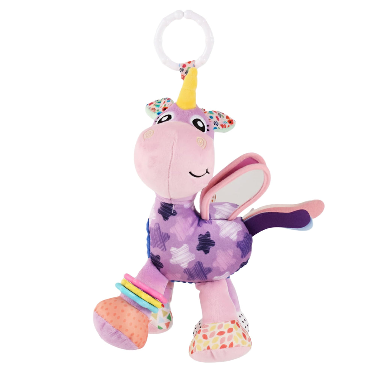 Nuluv Activity Unicorn Baby Toy With Rattle, Crinkle, Mirror And Hanging Ring, Soft Sensory Plush Toy For Playtime Fun NonToxic