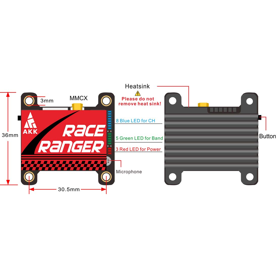 AKK A1918 Long Range FPV Transmitter 200mW/400mW/800mW/1000mW with Smart Audio