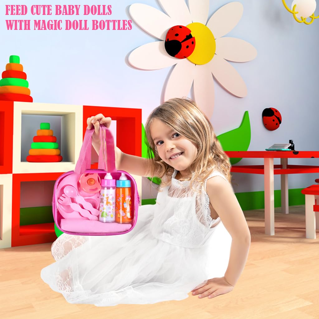 Fash N Kolor,My Sweet Baby Disappearing Doll Feeding Set - Doll Feeding Set | Set Includes 2 Bottles, Doll Diapers, Diaper Bag, Blanket And 2 Pacifier (8 Pc Set)
