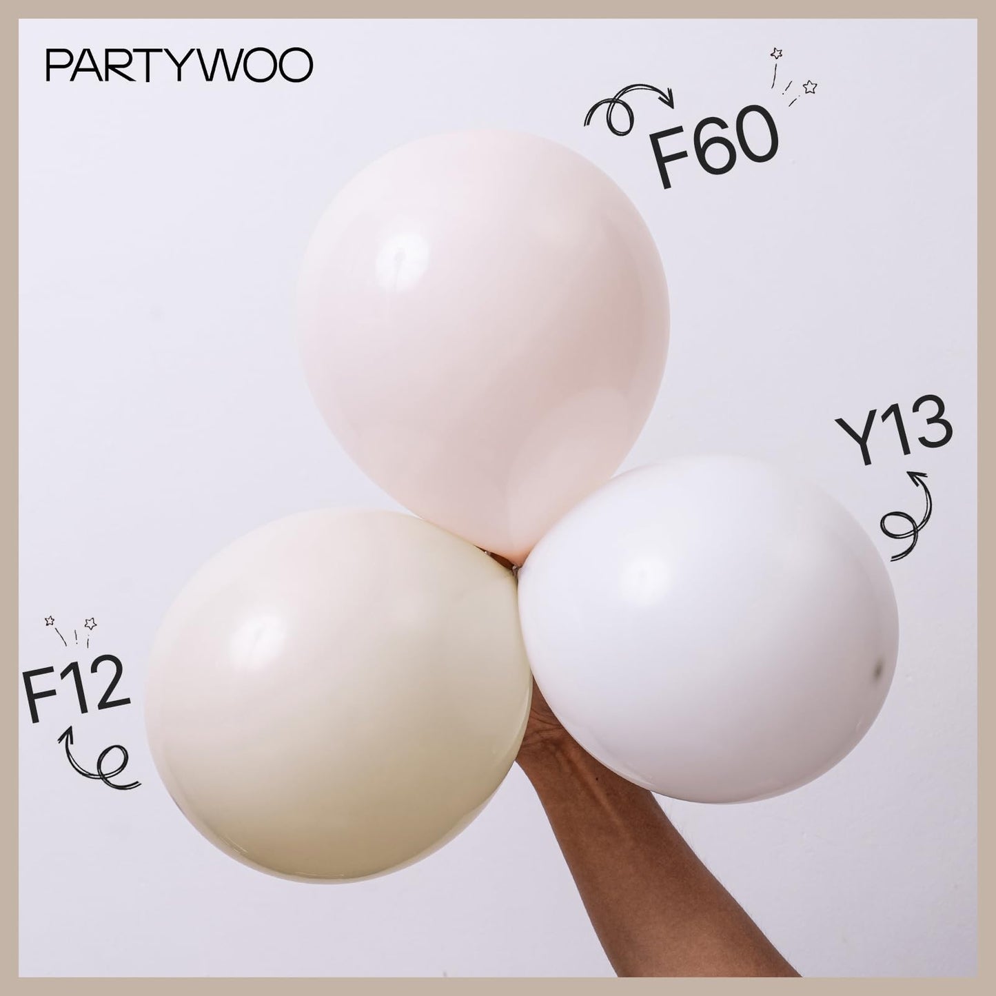 Partywoo White Sand Balloons, 50 Pcs 5 Inch Boho White Balloons, Sand White Balloons For Balloon Garland Balloon Arch As Party Decorations, Birthday Decorations, Baby Shower Decorations, White-F12