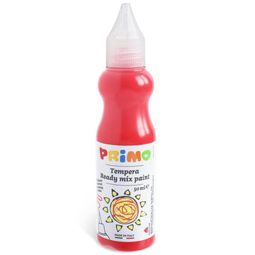 PRiMO Tempera Paint Bottle, 50ml, Vermillion, Non-Toxic, Ergonomic, For Young Artists