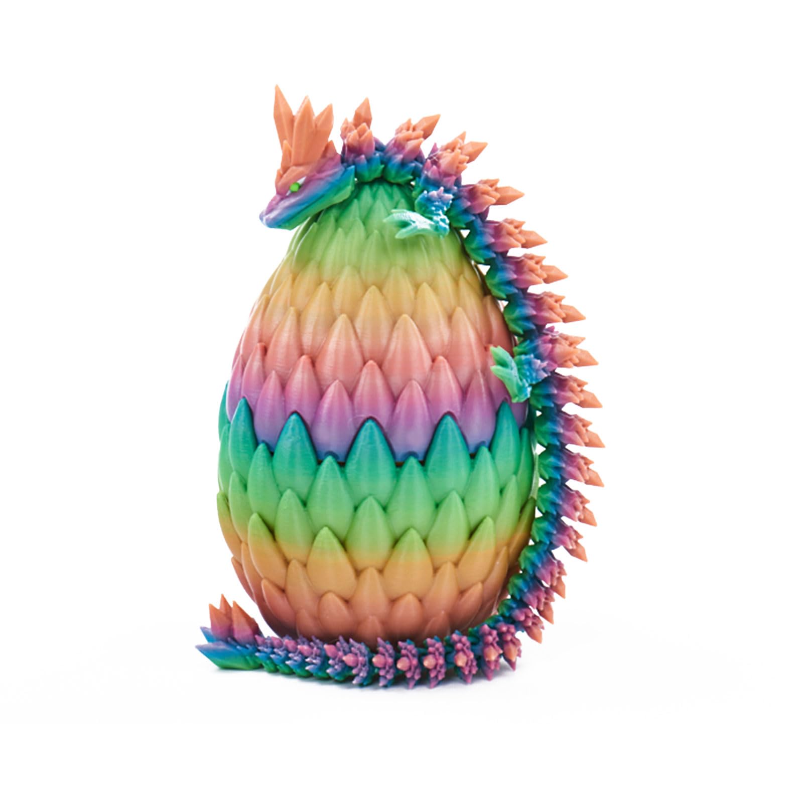 Exqdynm 3D Printed Dragon Egg Toy 12'' Crystal Articulated Dragon Decor Collectible