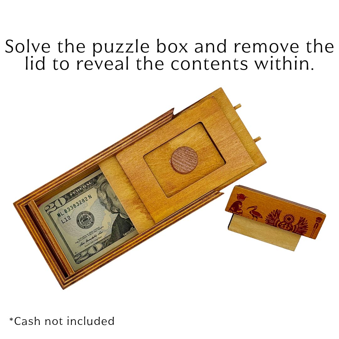 Project Genius Pharaoh'S Tomb Classic Wooden Brainteaser Puzzle Box For Kids 8+, Teens, And Adults - Secret Hidden Compartment For Cash, Valuables, And Gift Cards - True Genius Egyptian Trick Box