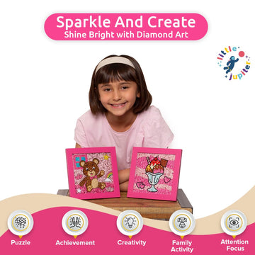Little Jupiter Diamond Art Kits for Kids w/ 7 1/8  x 7 1/8  Frame - Kids Diamond Art - Kids Diamond Art Kits - Kids Diamond Art