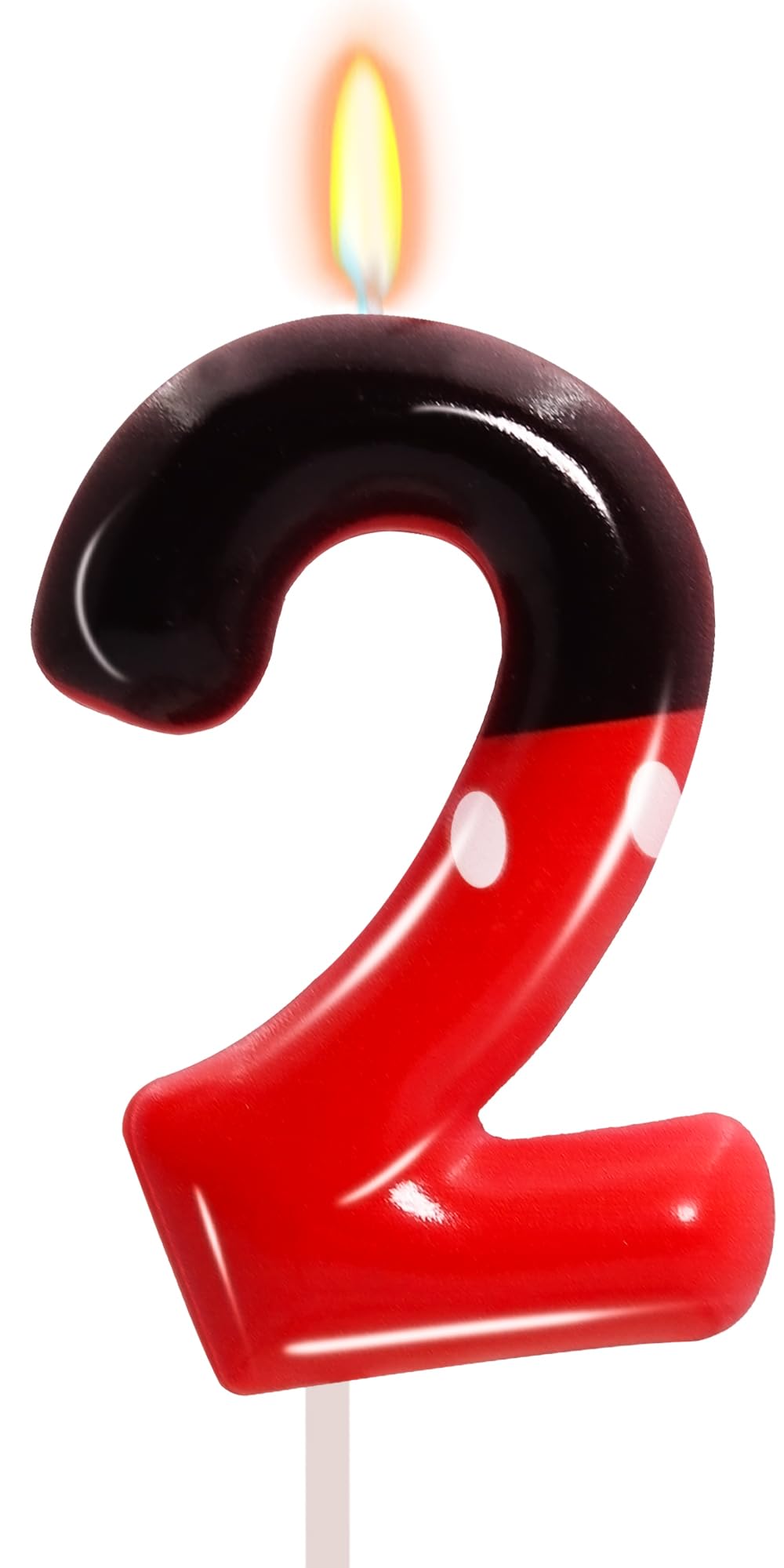 2nd Black Red Birthday Candles for Boys Girls, Red Mouse Cake Topper Cupcake Decor, Cartoon Themed Birthday Party Decorations Su
