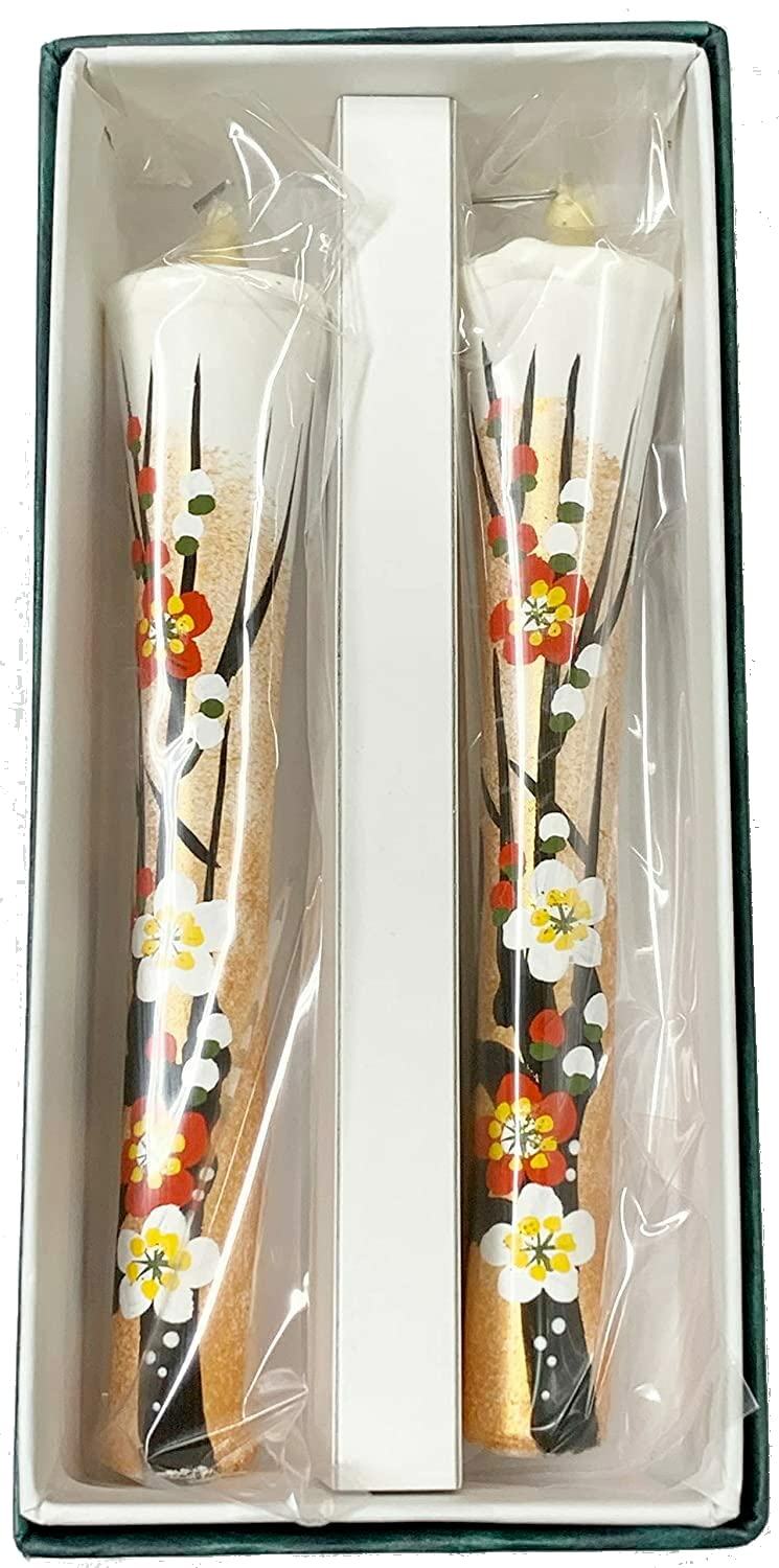 Japanese Candles No. 6 Drawn Plum.Made in Japan.Manufacturer Awaji Baikundou, White